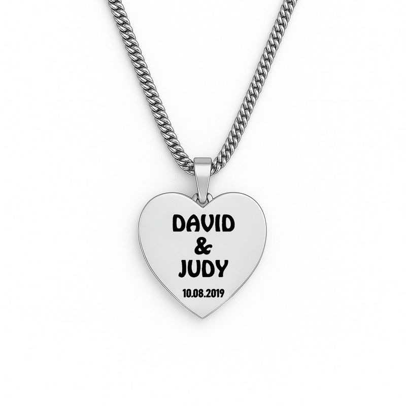 Personalised Names and Date Heart Curb Chain Necklace