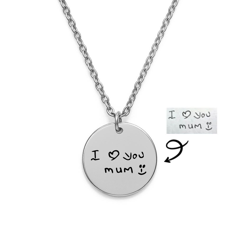 Personalised Handwriting Tag Necklace (Silver Tone)