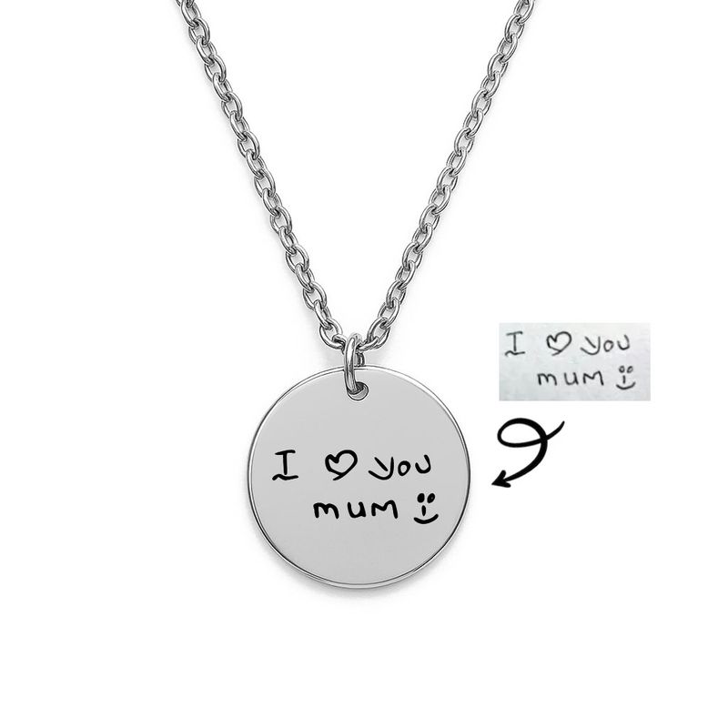 Personalised Handwriting Tag Necklace (Silver Tone)