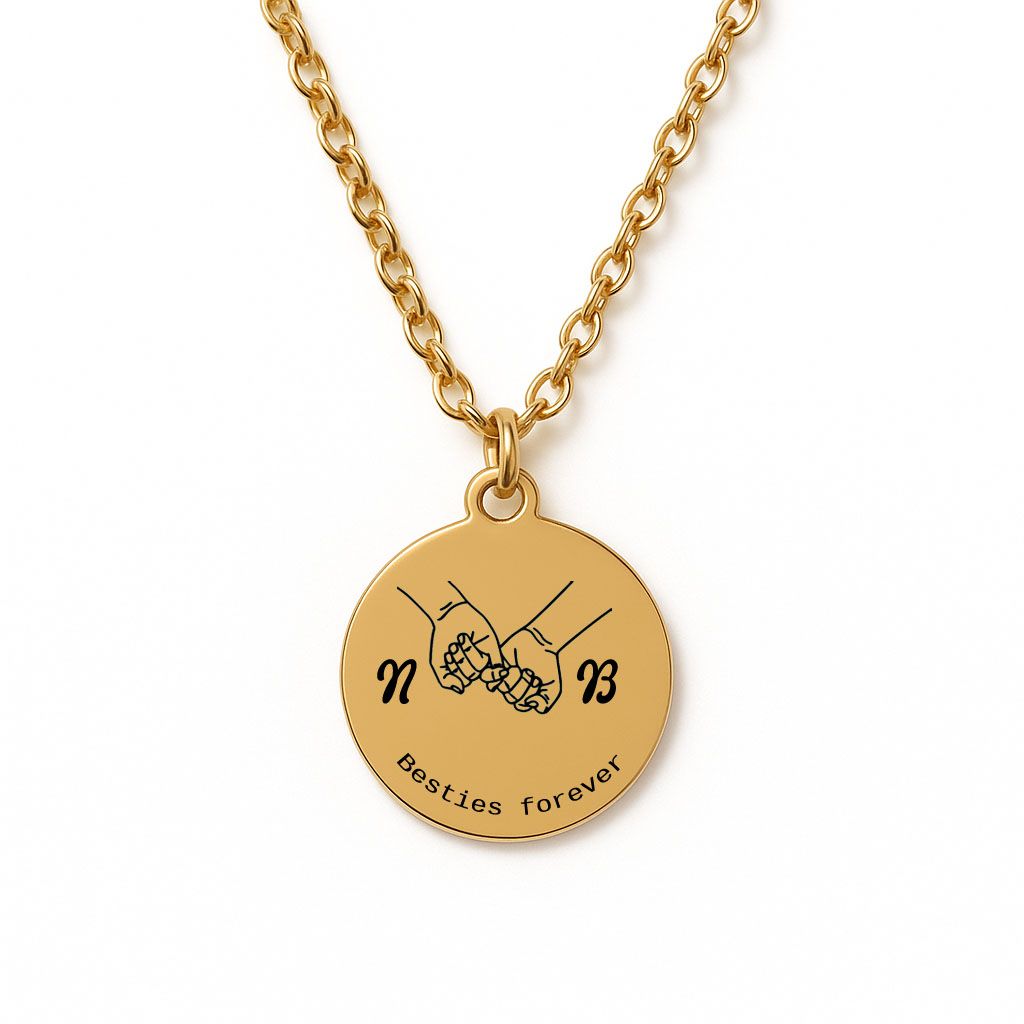 Personalised Besties Friendship Necklace (Gold Tone)