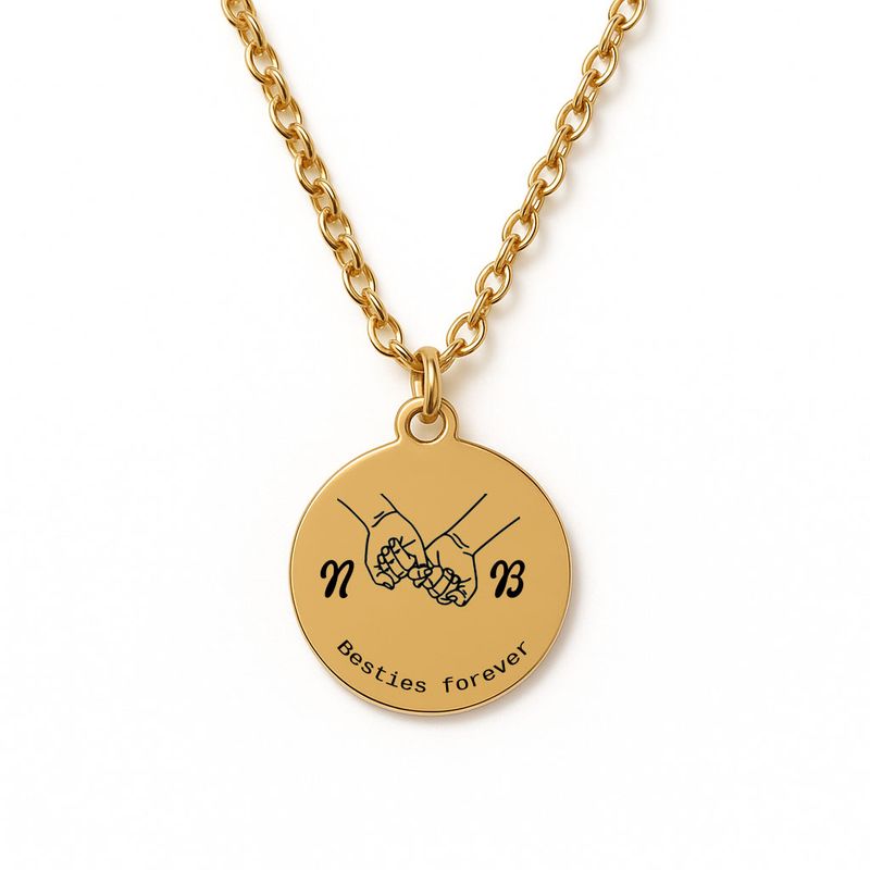 Personalised Besties Friendship Necklace (Gold Tone)
