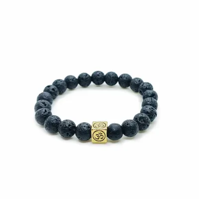 Lava Rock and Aum bracelet (8mm) - Grounding &amp; Vitality