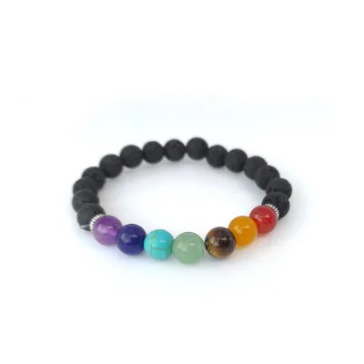 Lava Rock &amp; 7 Chakra beads bracelet