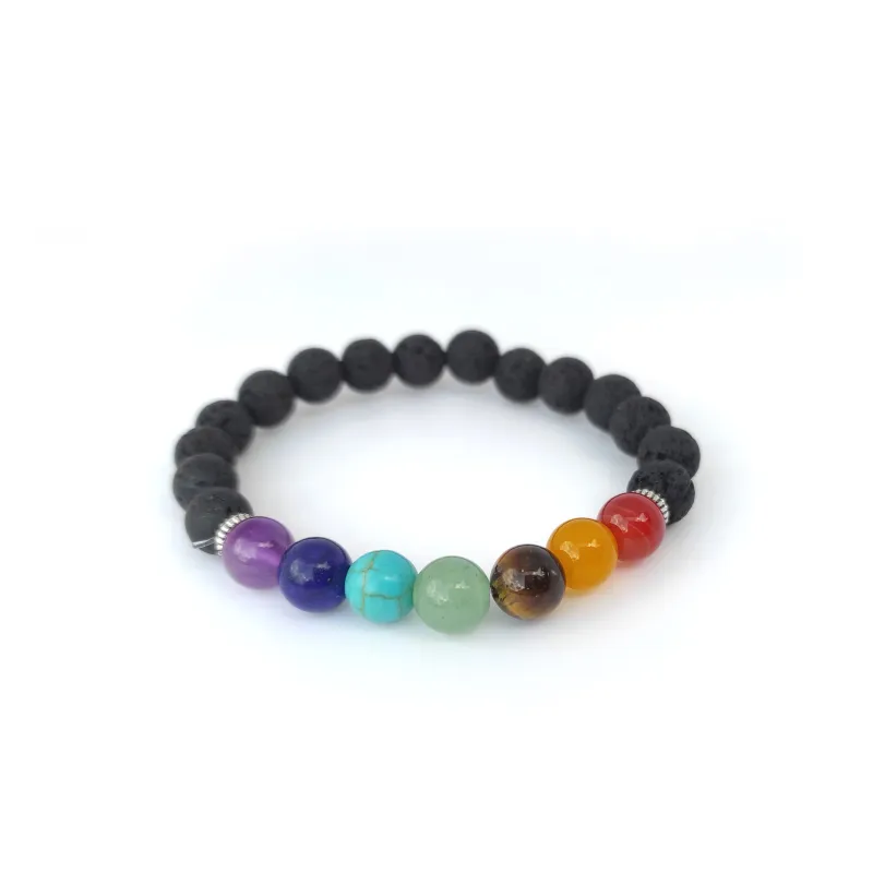 Lava Rock &amp; 7 Chakra beads bracelet