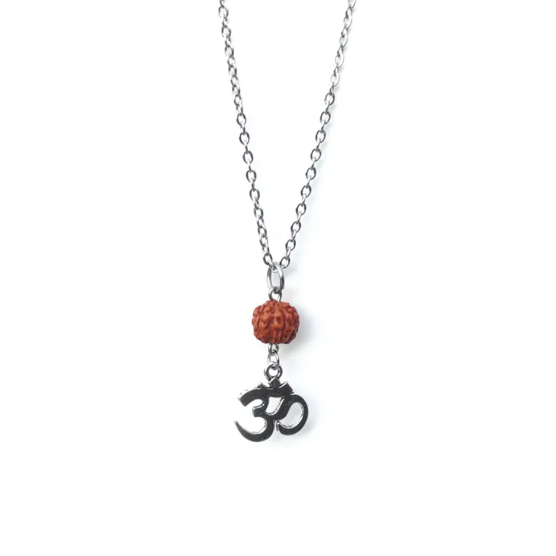 Rudraksha &amp; Om Necklace - Sacred Symbolism for Peace and Balance