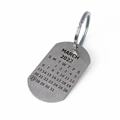 Personalised Calendar Heart Key Chain