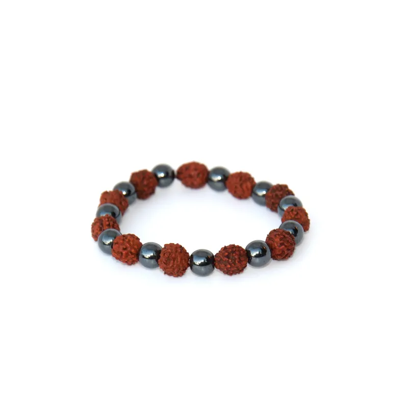 Rudraksha &amp; Hematite Bracelet - Grounding Energy and Inner Strength