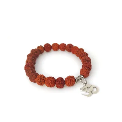 Rudraksha &amp; Om Bracelet - Sacred Symbol of Peace and Spiritual Balance