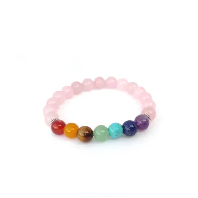 Rose Quartz 7 Chakra bracelet - Clarity &amp; Amplification