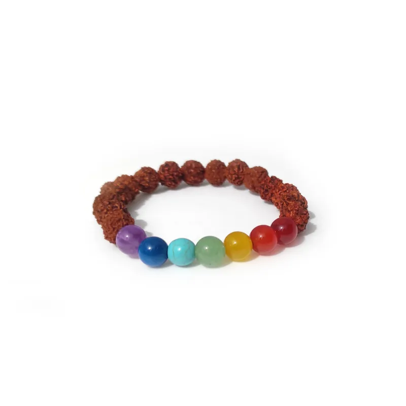 Rudraksha &amp; Chakra Bracelet - Energy Alignment and Inner Balance