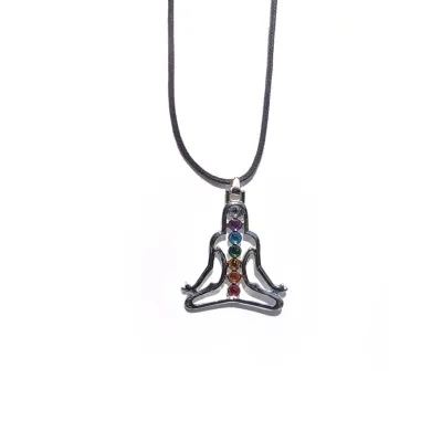 Meditation/Yoga Pose 7 Chakra necklace (cord)