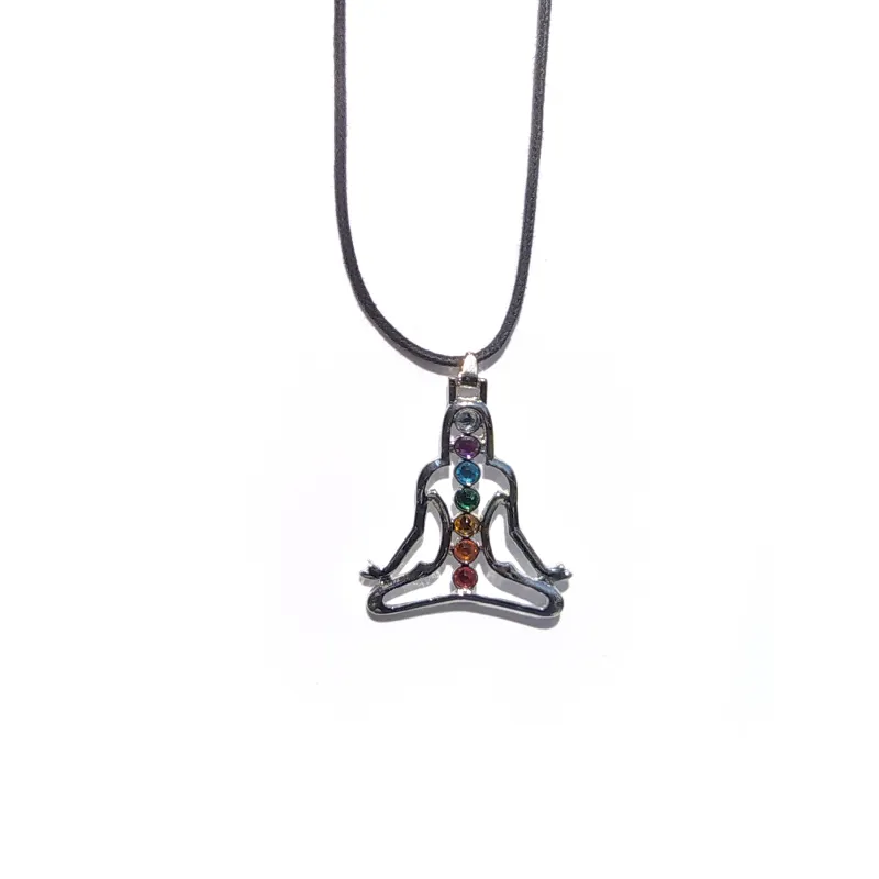 Meditation/Yoga Pose 7 Chakra necklace (cord)