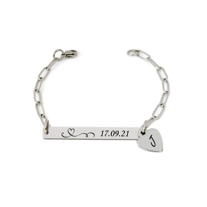 Personalised Date Initials Tag Bracelet