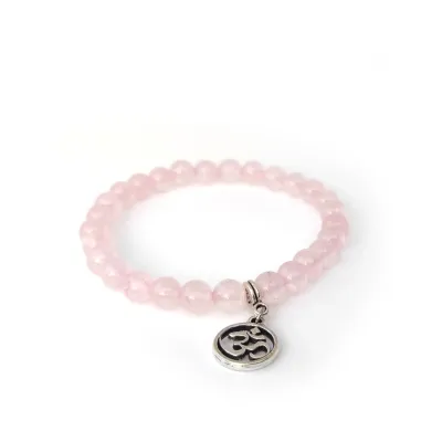 Rose Quartz with Aum (Om) bracelet (6mm) - Clarity &amp; Amplification