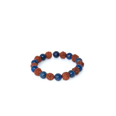 Rudraksha &amp; Lapis Lazuli Bracelet – Wisdom, Calm, and Spiritual Connection
