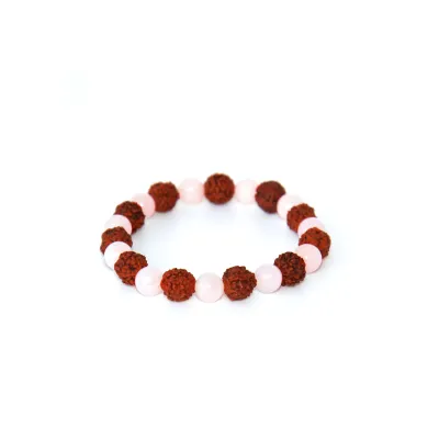Rudraksha &amp; Rose Quartz Bracelet – Love and Emotional Balance
