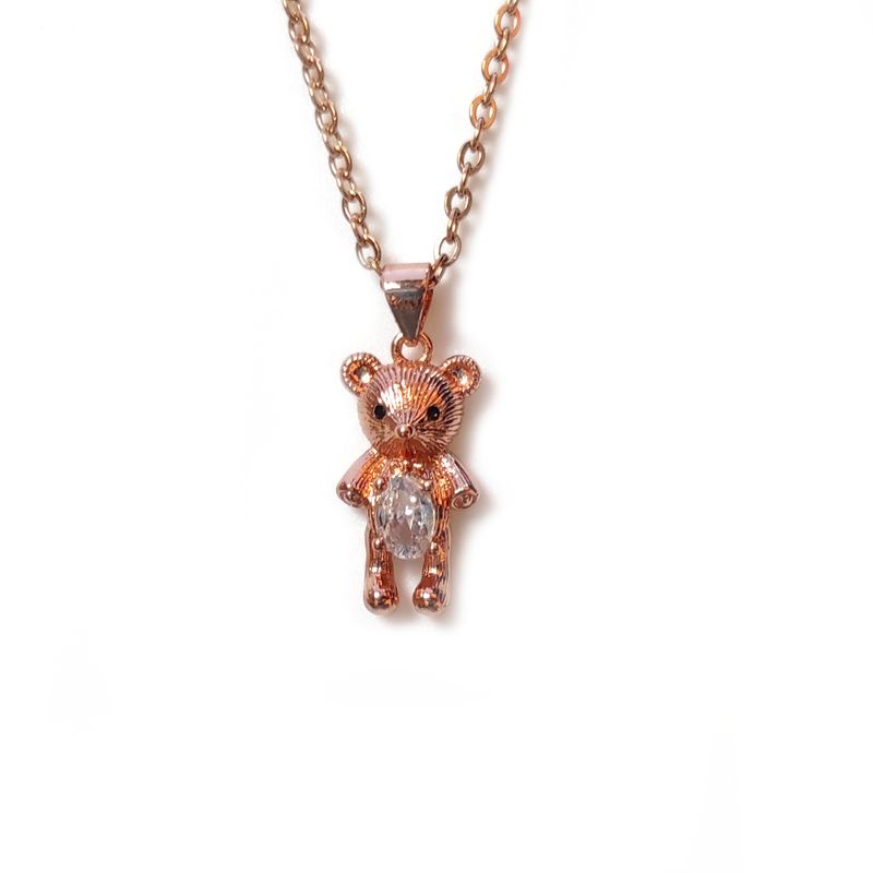 Rose Gold Teddy Bear Zirconia Necklace