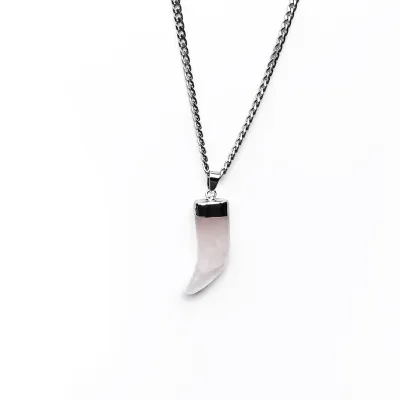 Rose Quartz Horn pendant gemstone necklace - Clarity &amp; Amplification