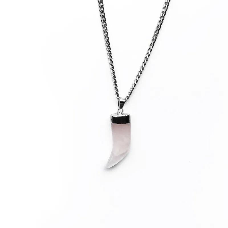 Rose Quartz Horn pendant gemstone necklace - Clarity &amp; Amplification