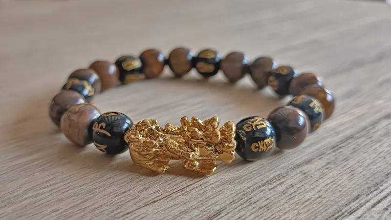 Pi Xiu Dragon Tigers Eye Bracelet - Wealth, luck and protection