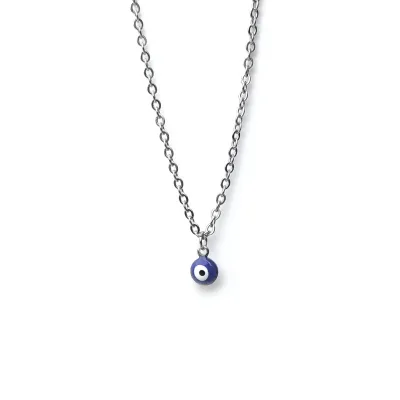 Dainty Evil Eye Necklace (Blue)