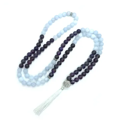 Aquamarine and Amethyst Mala