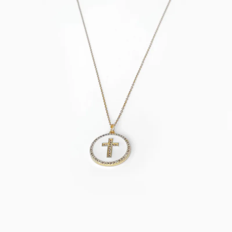 Gold and White Cross necklace