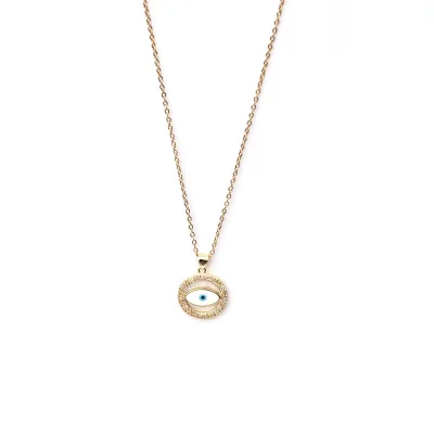 White evil eye necklace
