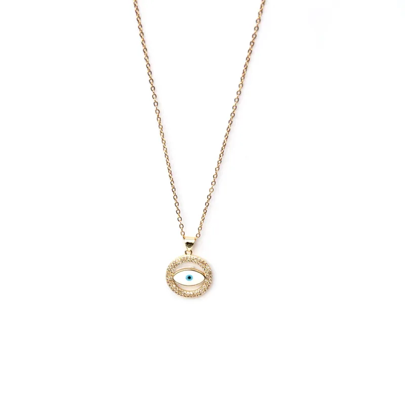 White evil eye necklace