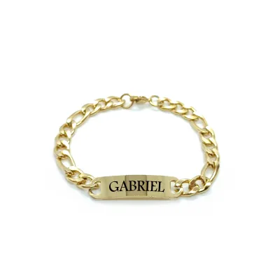Personalised Name Tag Bracelet (Gold Tone)