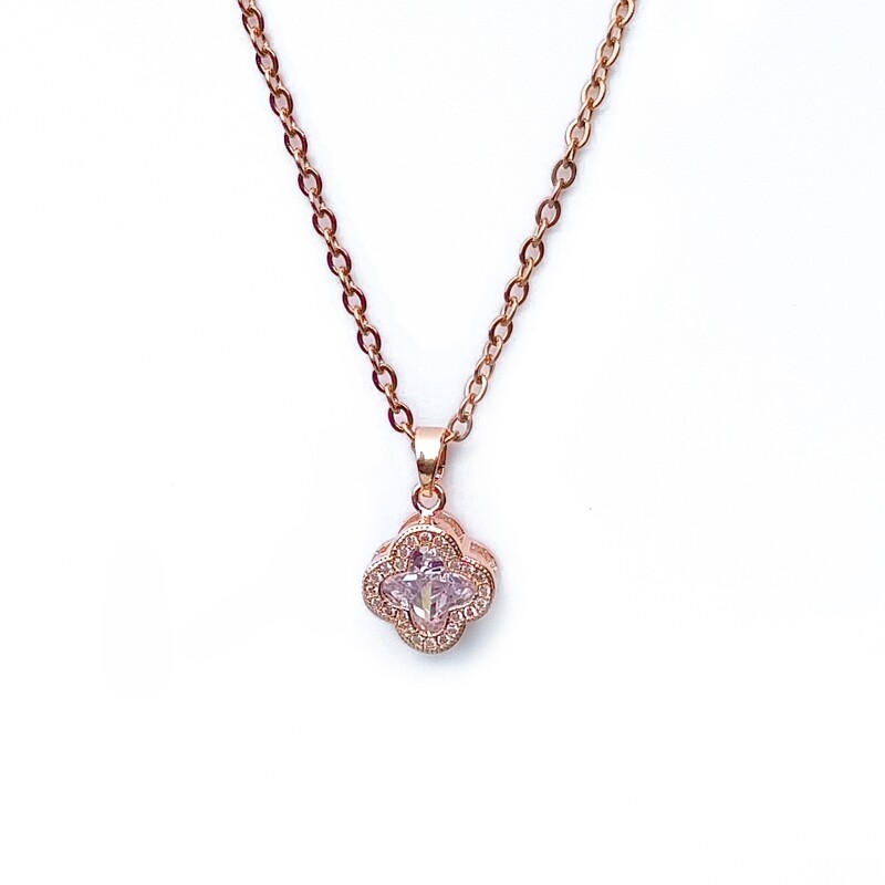 Rose Gold Clover Necklace - Soft Elegance with a Lucky Charm