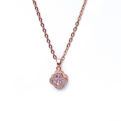 Rose Gold Clover Necklace - Soft Elegance with a Lucky Charm
