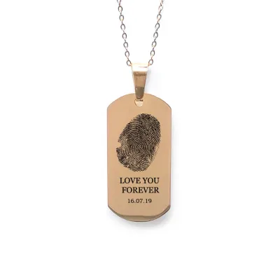 Personalised Fingerprint 'Love you forever' Necklace (Gold Tone)