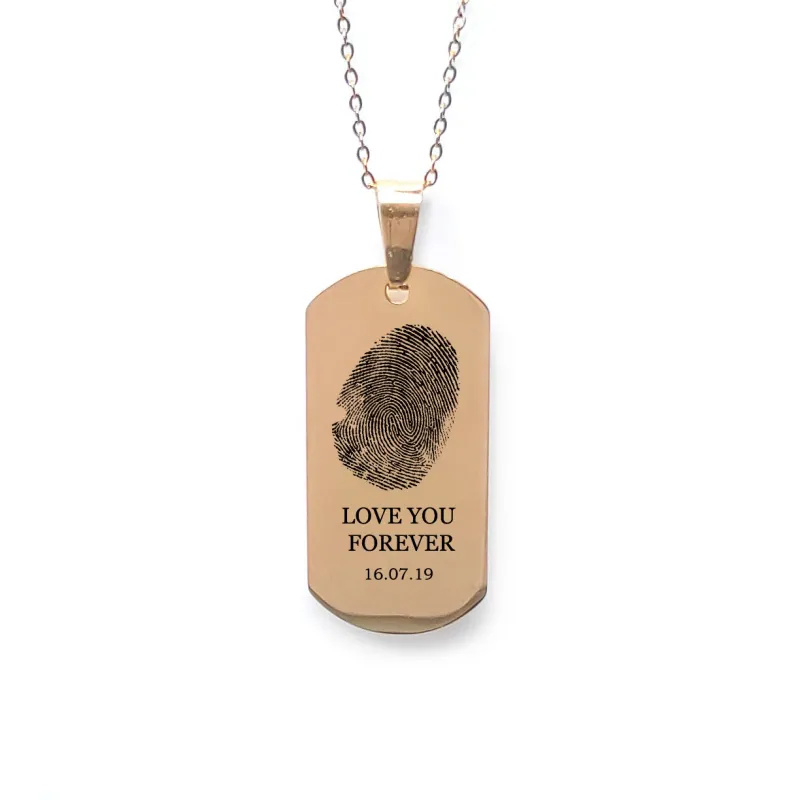 Personalised Fingerprint 'Love you forever' Necklace (Gold Tone)