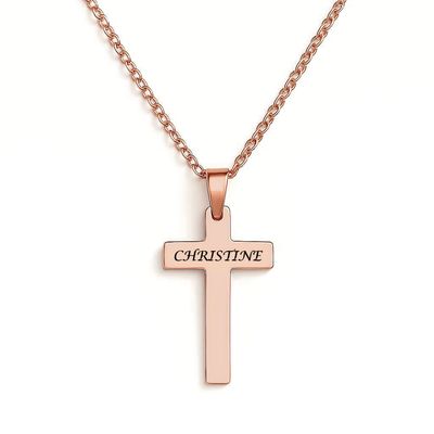 Personalised Cross Necklace (Rose Gold Tone)