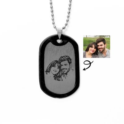 Personalised Photo Necklace partners photo mens necklace stainless steel engraved pendant height 50 mm custom keepsake jewellery