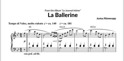 "La Ballerine" Klaviernoten / Justus Rümenapp