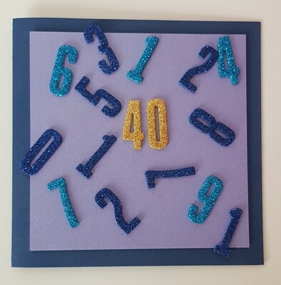 Blue and purple mixed up numbers Birthday Card