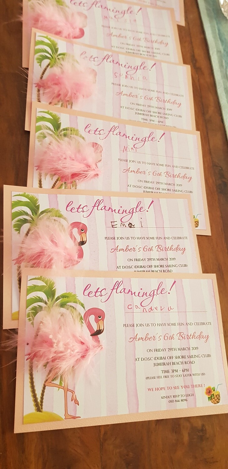 Fluffy Flamingo Invitations - sets of 10