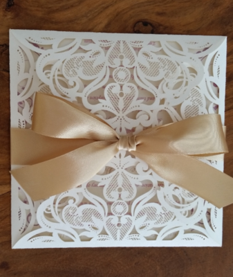 Champagne four fold with ribbon