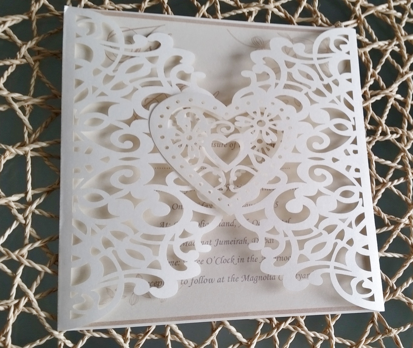 Wedding Invitation Laser Hearts - Invitations & Paper