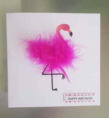 Fluffy Flamingo Birthday card