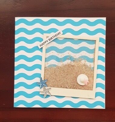 Beach picture frame shaker card
