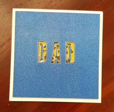 Royal blue glitter DAD shaker card