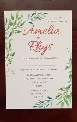 Botanical Wedding Invitations - sets of 10