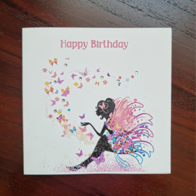 Pink and purple fairy Birthday card
