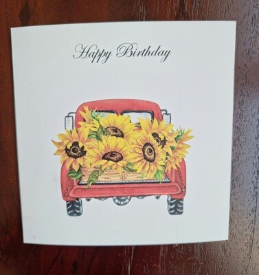 Sunflower truck Birthday card
