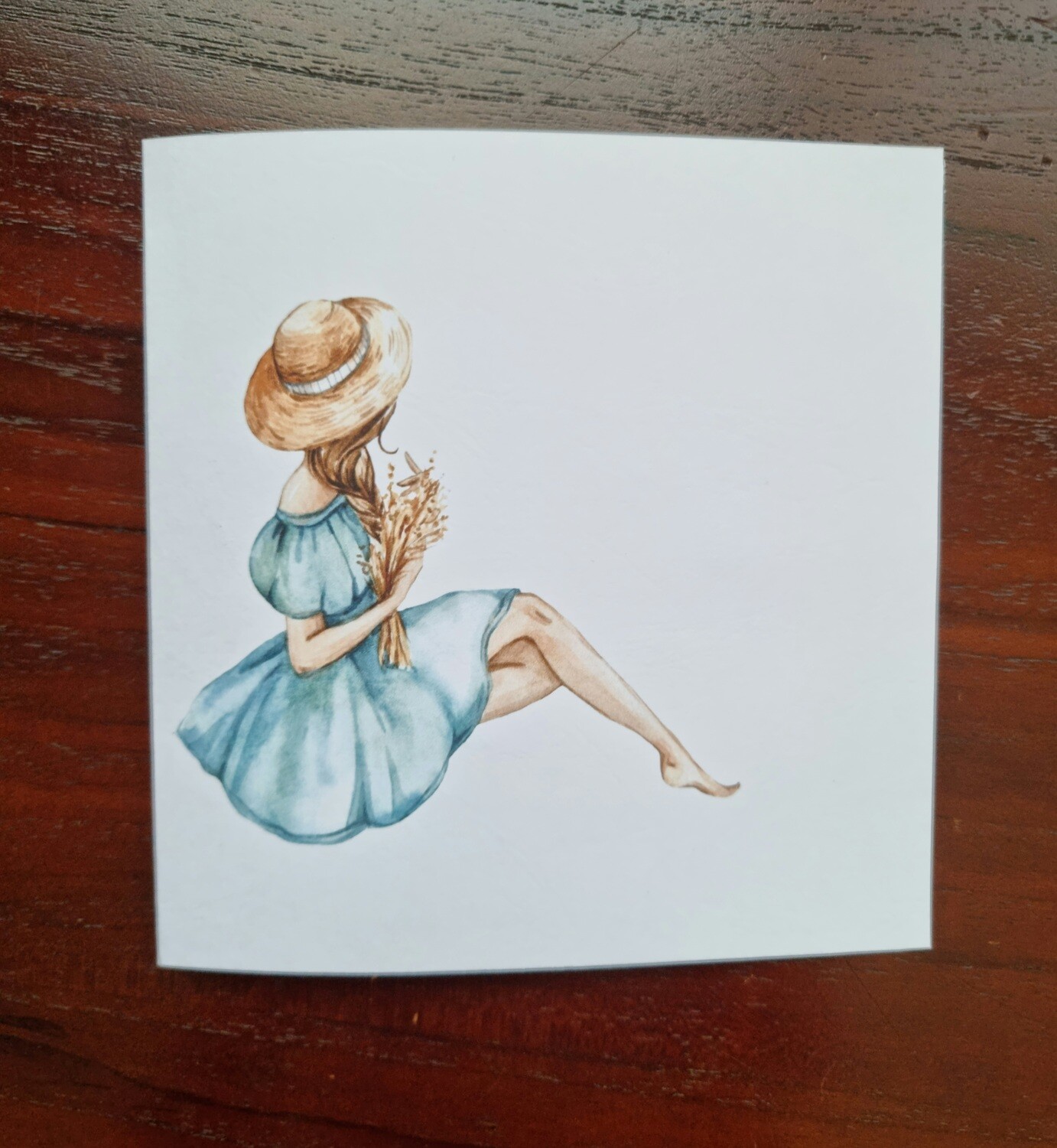 Blue dress lady Note card