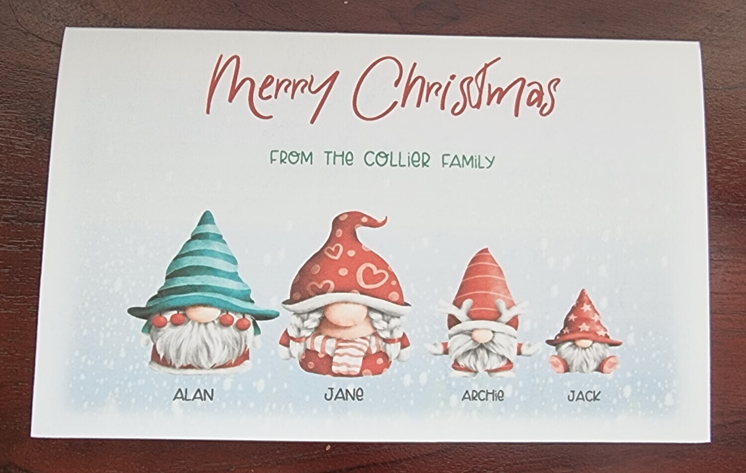Personalized Gnome Christmas cards