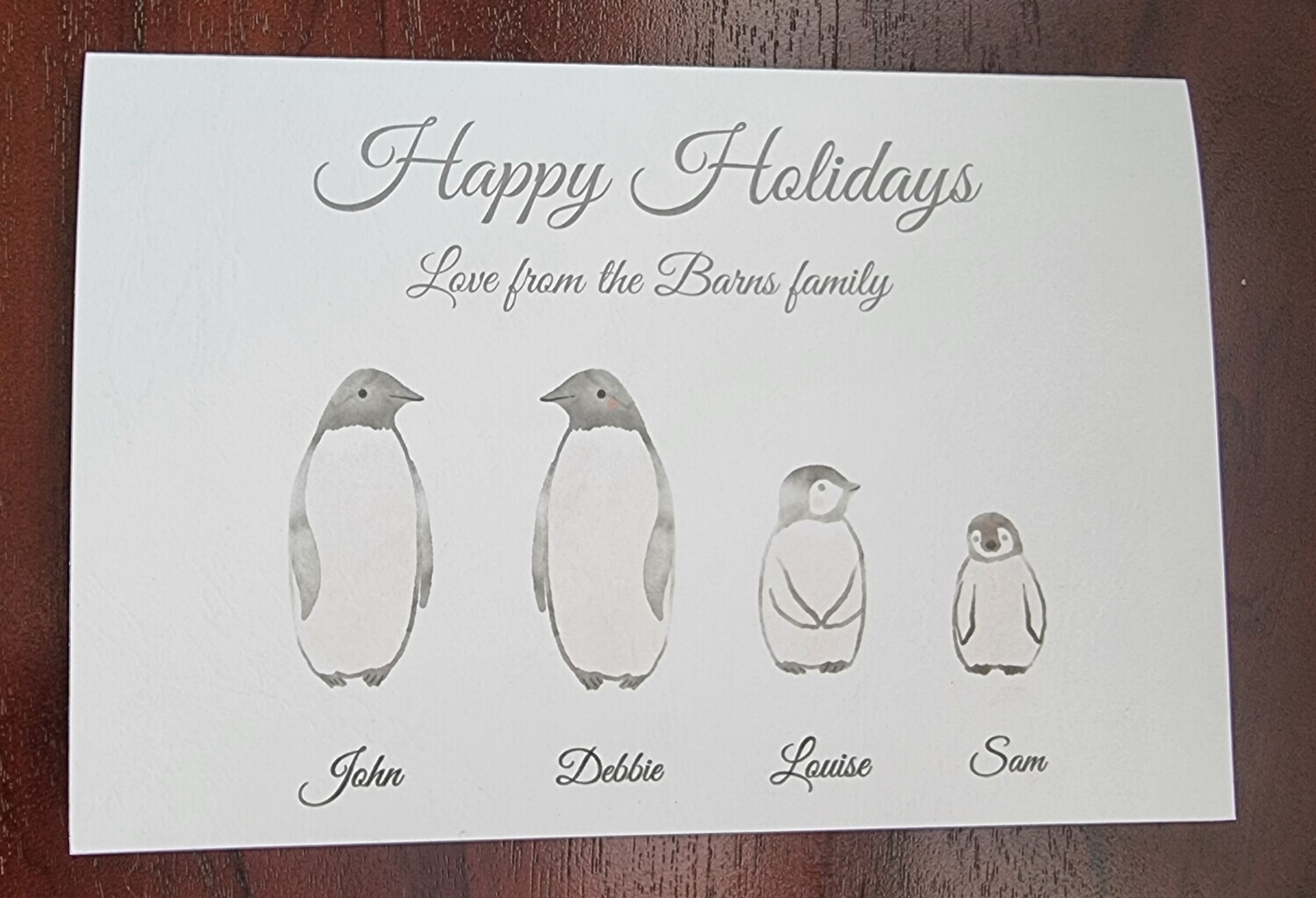 Penguin family personalized Cheristmas cards